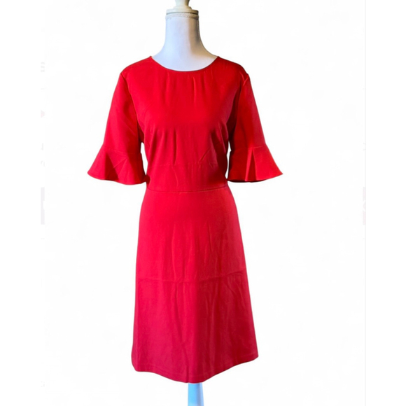LOFT Dresses & Skirts - NWT LOFT Red Flutter Sleeve Dress Size 12 Work Wedding Cocktail